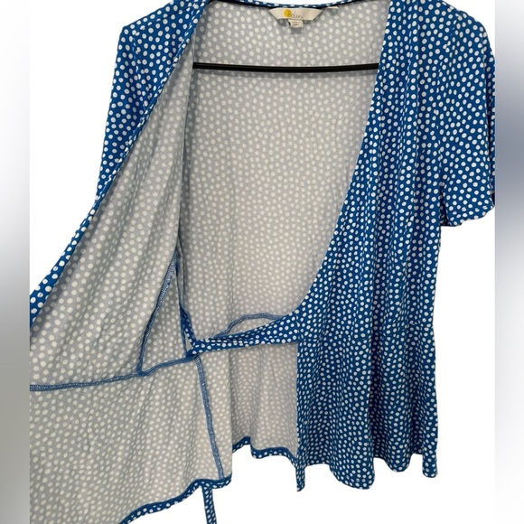 BODEN Women’s 6R Cassia Polka Dot True Wrap Tie Short Sleeve Top Blue - Picture 7 of 14